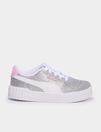 Baskets &agrave; paillettes Puma Carina gris argent fille