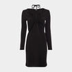 Robe droite avec lien à nouer noir femme