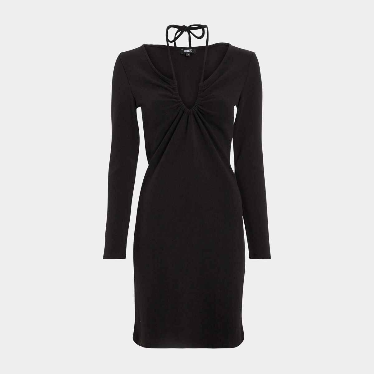 Robe droite avec lien à nouer noir femme