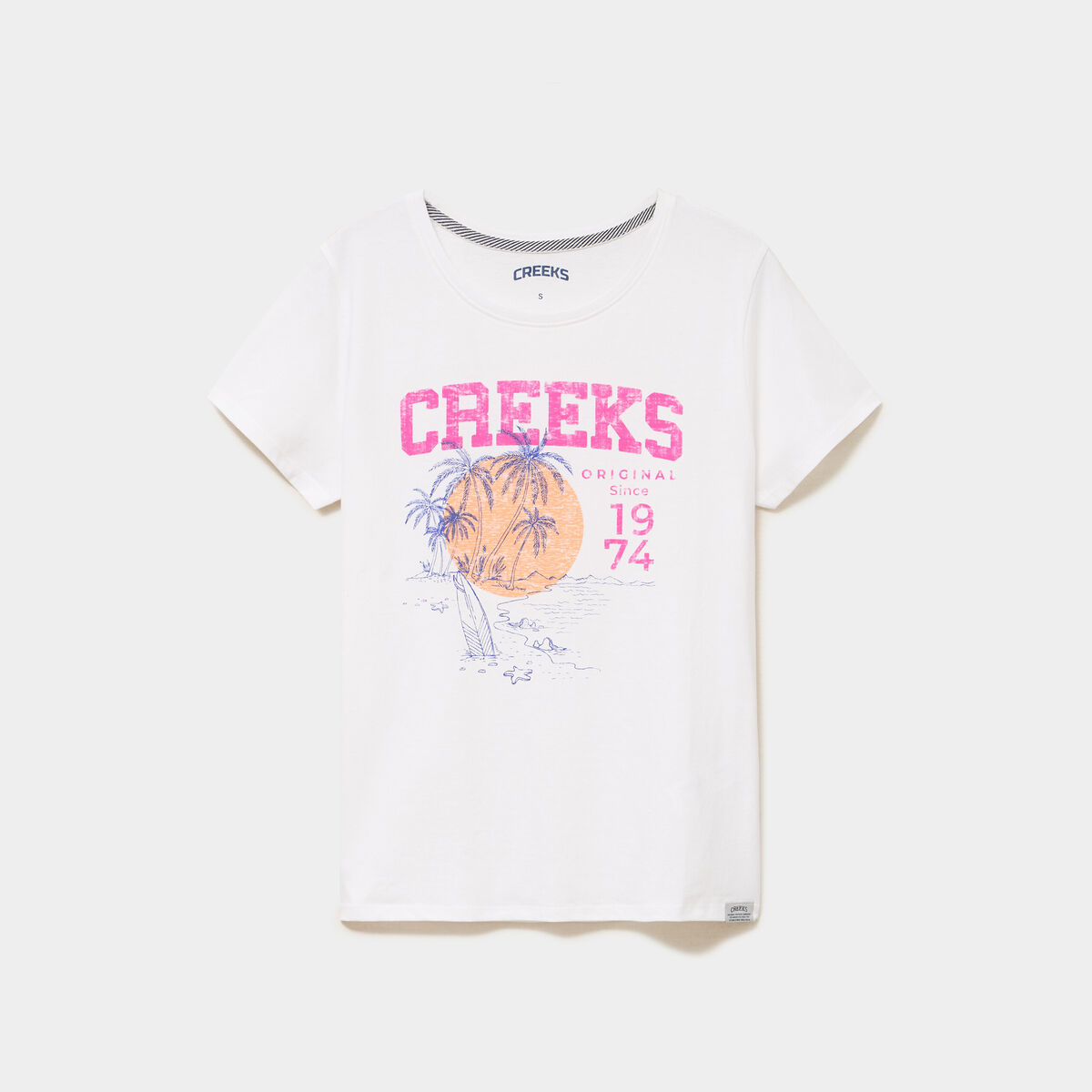 T-shirt manches courtes col rond coton blanc femme