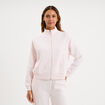 Sweat zipp&eacute; molleton col montant rose clair femme