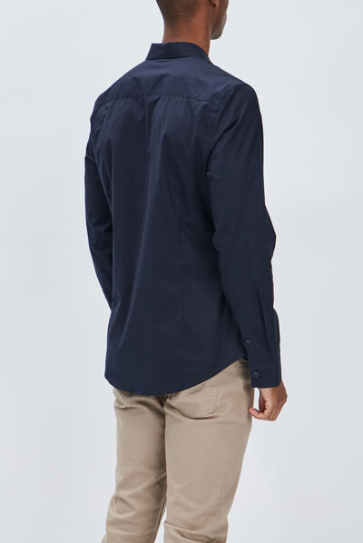 Chemise basique ajustée manches longues bleu marine homme