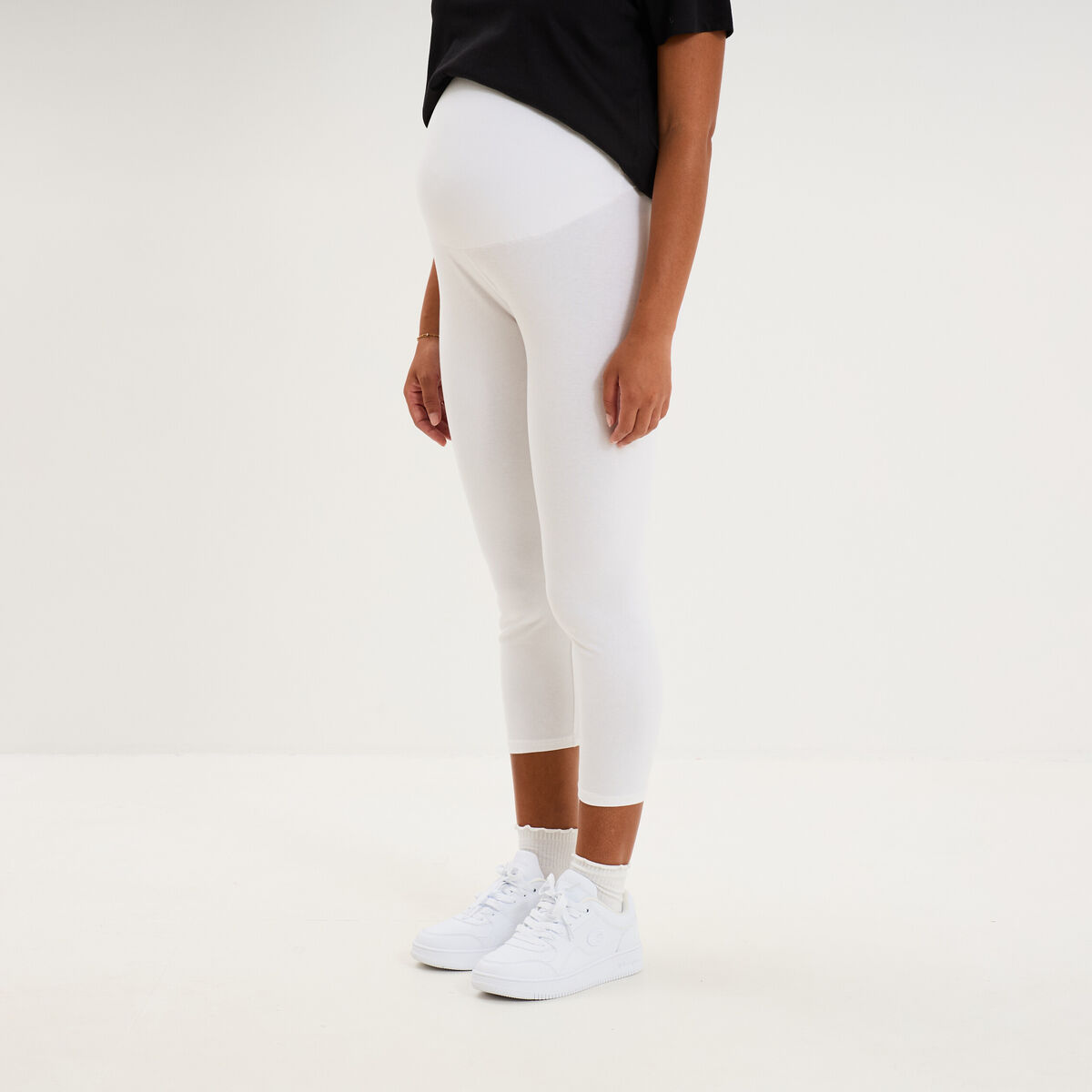 Legging 7/8&egrave;me grossesse blanc femme maternit&eacute;