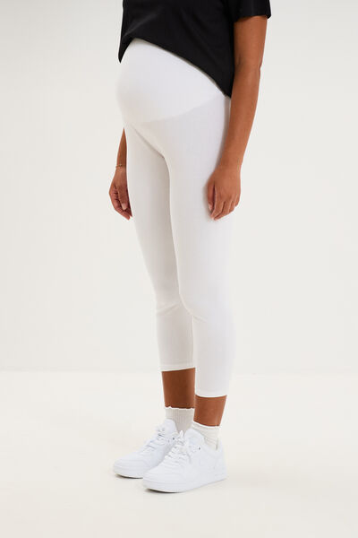 Legging 7/8&egrave;me grossesse blanc femme maternit&eacute;