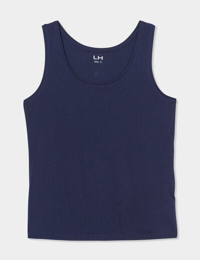 Débardeur bretelles larges coton bleu marine femme