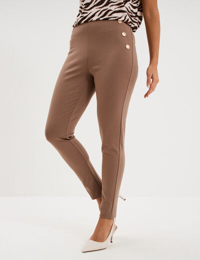 Leggings &agrave; boutons pont marron clair femme