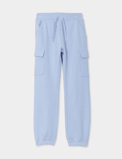 Pantalon de jogging cargo bas élastiqué bleu clair fille