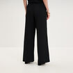 Pantalon effet gaufr&eacute; fluide noir femme