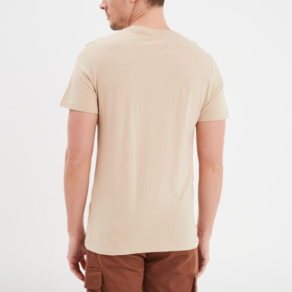 T-shirt manches courtes col tunisien beige homme
