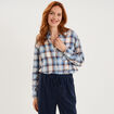 Chemise manches longues coton bleu femme