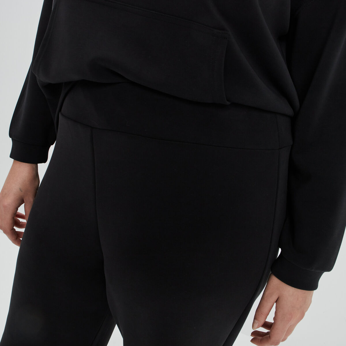 Pantalon de jogging bootcut noir femme grande taille