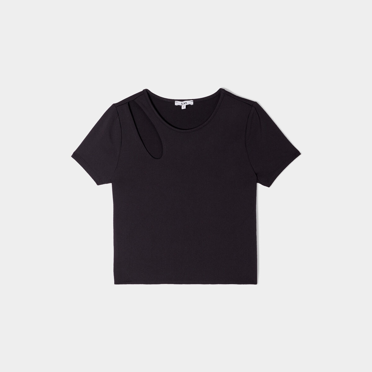 T-shirt cintré avec ouverture noir femme