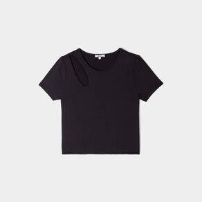 t shirt cintre avec ouverture noir femme T-shirt cintré avec ouverture noir femme