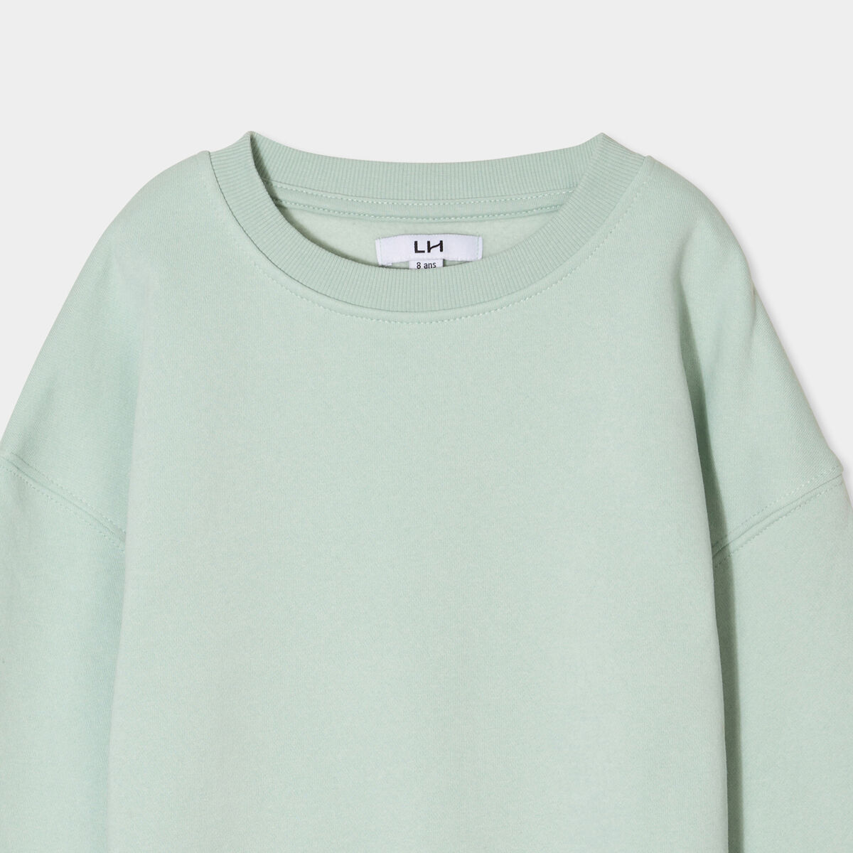 Sweat oversize manches longues col rond vert pastel garçon