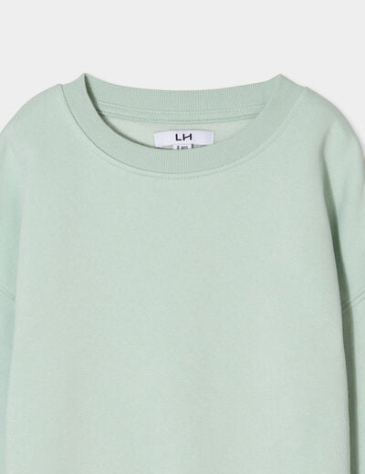 Sweat oversize manches longues col rond vert pastel garçon