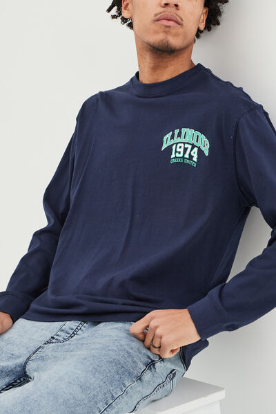 T-shirt manches longues bleu marine homme