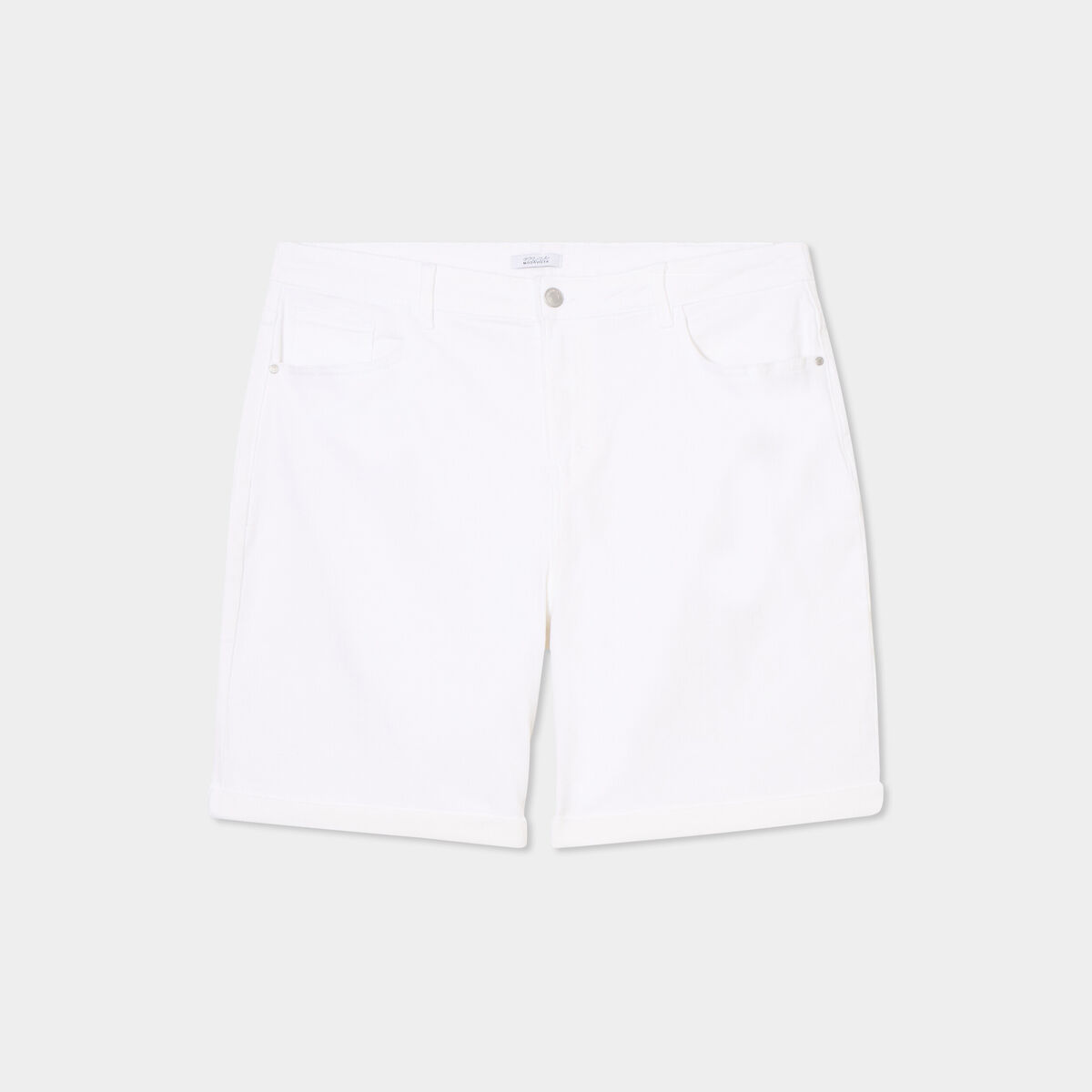Short en jean large 5 poches denim blanc femme grande taille