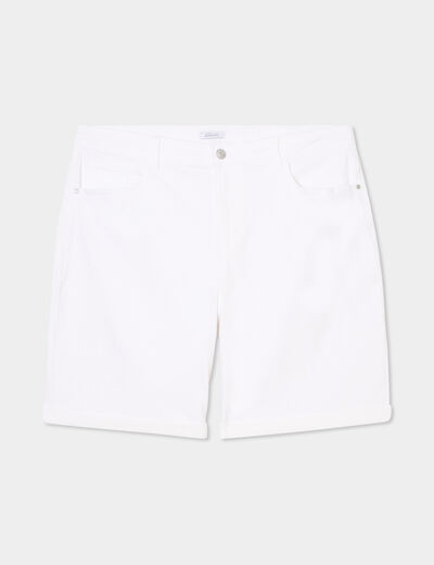 Short en jean large 5 poches denim blanc femme grande taille