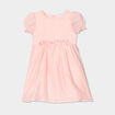 Robe manches ballons d&eacute;tails fleurs rose clair b&eacute;b&eacute; fille