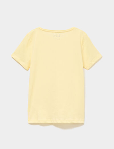 T-shirt manches courtes en coton jaune clair fille