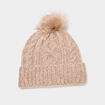 Bonnet &agrave; torsades et pompon taupe femme
