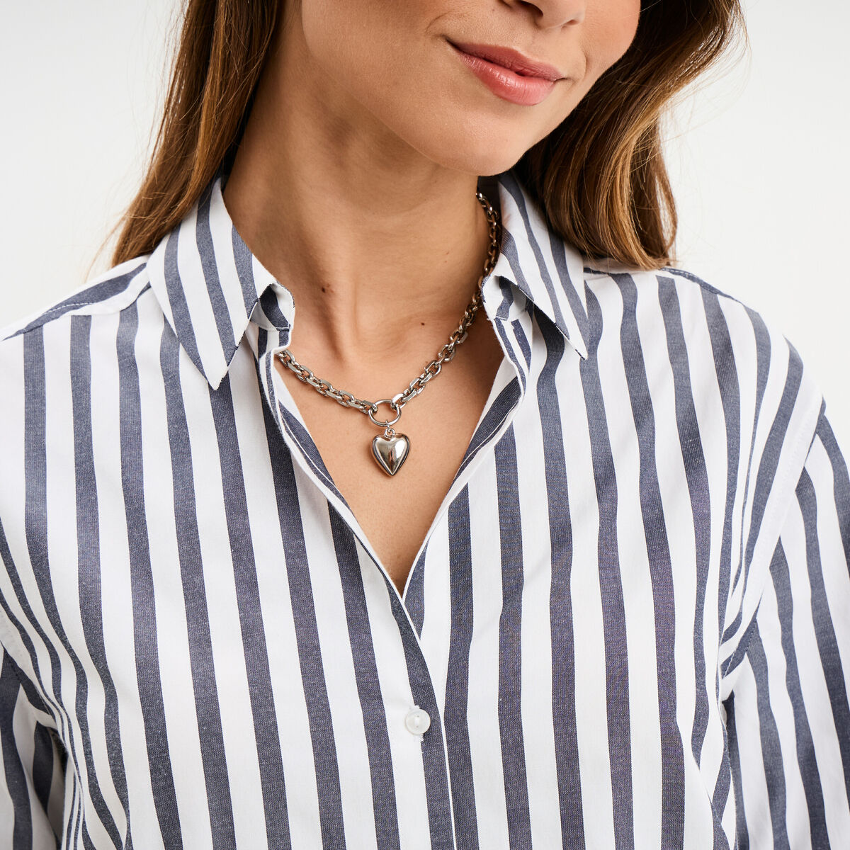 Chemise manches longues bleu marine femme