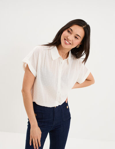 Chemise manches courtes coton blanc femme