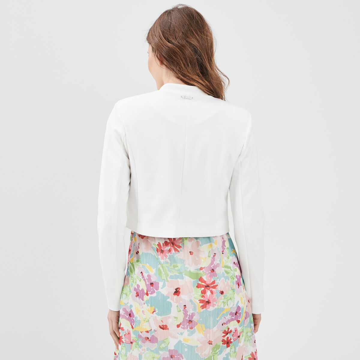 Veste boléro stretch manches longues ivoire femme
