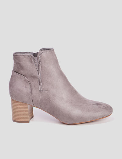 Bottines suédines à talons gris femme