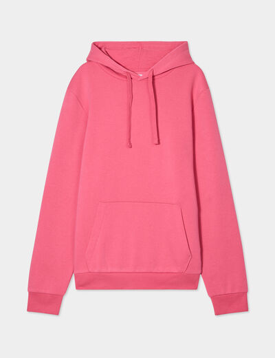 Sweat molleton à capuche hoodie rose framboise homme