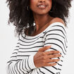 Pull côtelé col carré tricotage en côte blanc femme