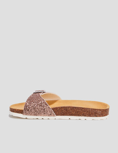 Mules anatomiques boucle sur l'avant rose femme