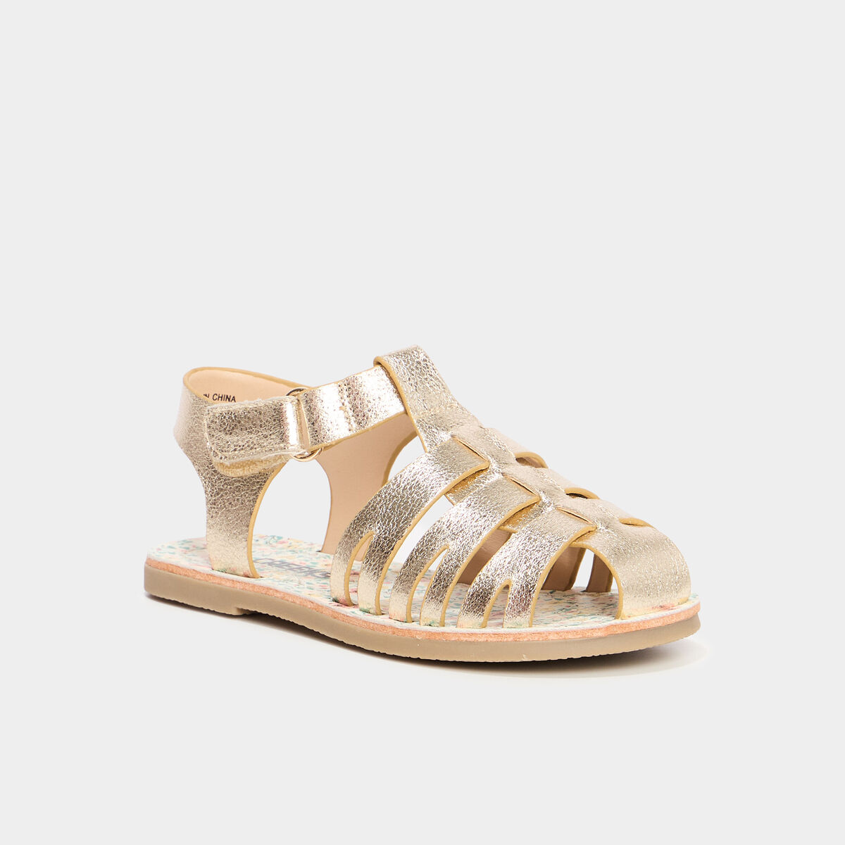 Sandales plates jaune or fille