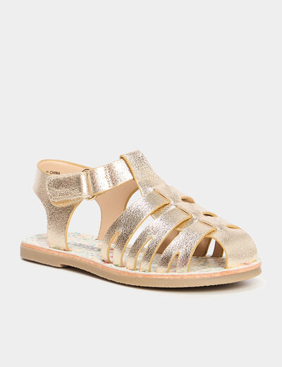 Sandales plates jaune or fille