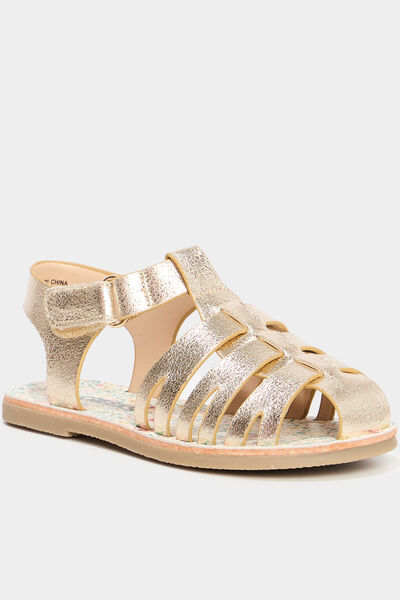 Sandales plates jaune or fille