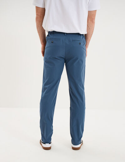 Pantalon chino droit extensible bleu gris homme