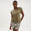 Ensemble pyjama short et t-shirt ecru femme