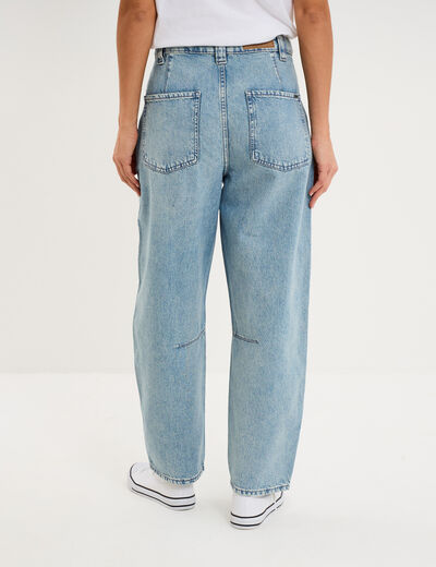 Jean balloon coton denim bleach femme