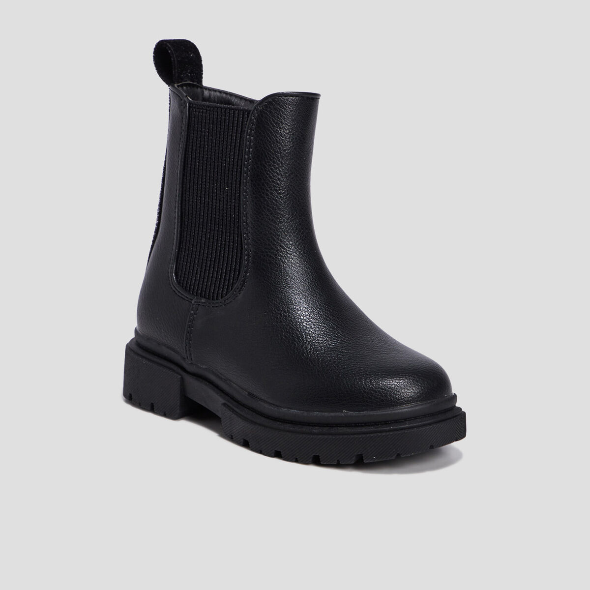Bottines chelsea crant&eacute;es bout rond noir fille