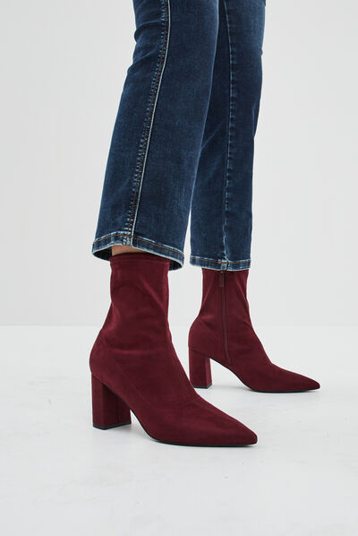 Bottines à talons bouts pointus rouge femme