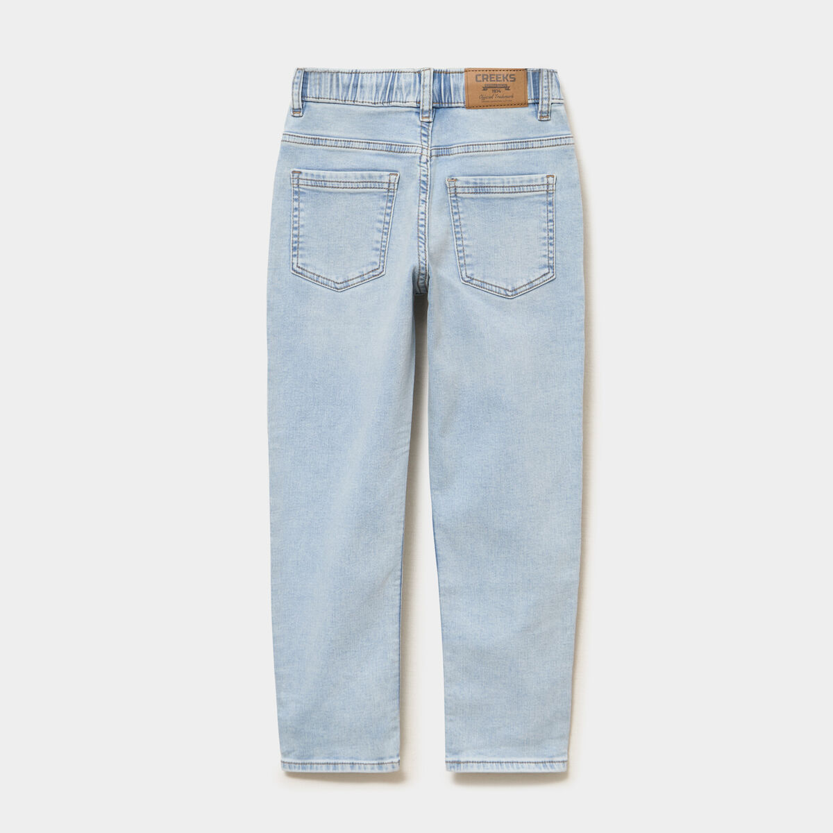 Jeans jogger droit taille &eacute;lastiqu&eacute;e denim triple stone gar&ccedil;on
