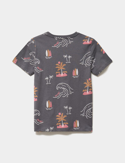 T-shirt manches courtes coton gris anthracite gar&ccedil;on