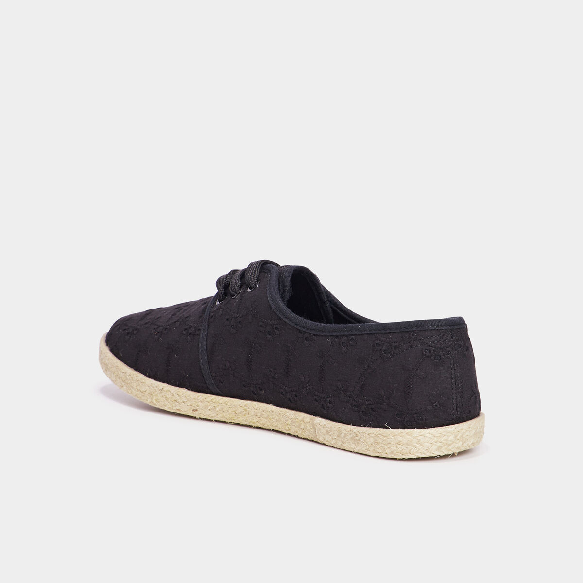 Derbies en toile &agrave; lacets noir femme