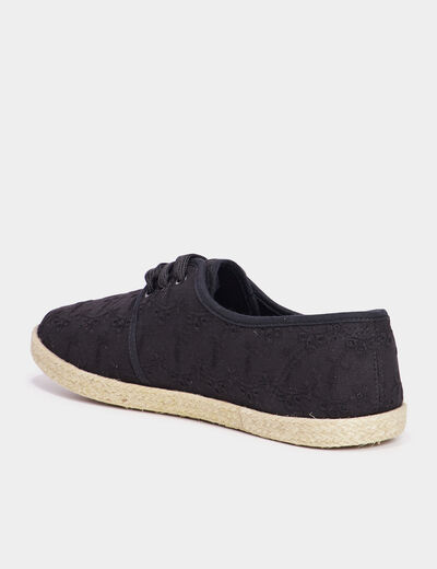 Derbies en toile à lacets noir femme