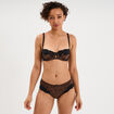Soutien-gorge bandeau avec dentelle marron femme