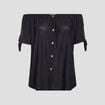 T-shirt col bardot manches courtes noir femme grande taille