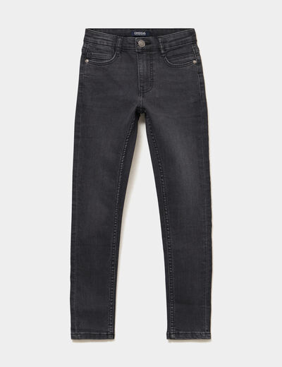 Jean skinny 5 poches taille ajustable denim noir gar&ccedil;on