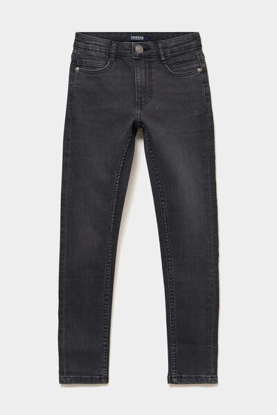 Jean skinny 5 poches taille ajustable denim noir gar&ccedil;on