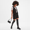 Short large taille haute à pinces noir femme