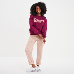 Sweat col rond manches longues Creeks prune femme